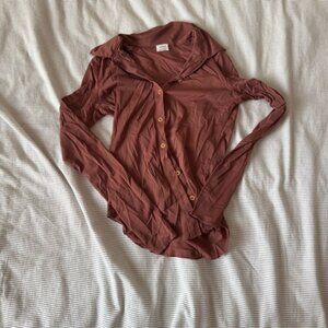 Wilfred Terracotta Long Sleeve Blouse